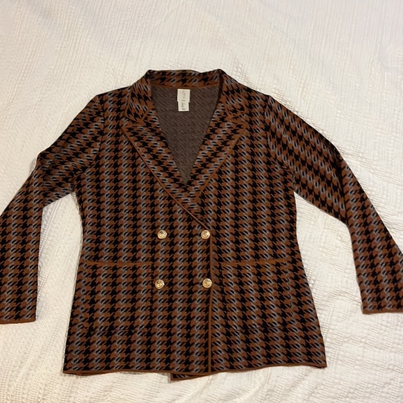 Joie Womens Blazer Houndstooth Knit Jacket Double Breasted - Picture 3 of 7
